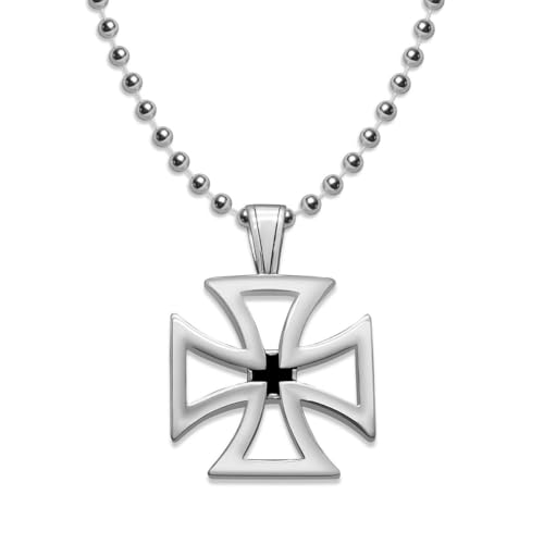 Soul-Cats Edelstahl Anhänger Eisernes Kreuz mit Kugelkette Orden Military Herren Halskette, Auswahl:Kette 60cm & Anhänger Soul-Cats Edelstahl Anhänger Eisernes Kreuz mit Kugelkette Orden Military Herren Halskette, Auswahl:Kette 60cm & Anhänger von Soul-Cats