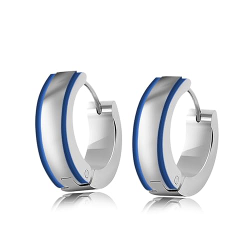 Soul-Cats Edelstahl Klapp Creolen silber-blau Ohrringe Damen Herren Kreolen unisex, Modell 4 von Soul-Cats