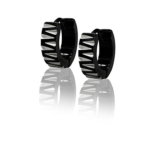 Soul-Cats Ein Paar trendige Creolen Ohrringe Edelstahl Klappcreolen Edelstahlcreolen schwarz, Größe: Modell 2 Ø 13mm / 4mm breit Soul-Cats Ein Paar trendige Creolen Ohrringe Edelstahl Klappcreolen Edelstahlcreolen schwarz, Größe: Modell 2 Ø 13mm / 4mm breit von Soul-Cats