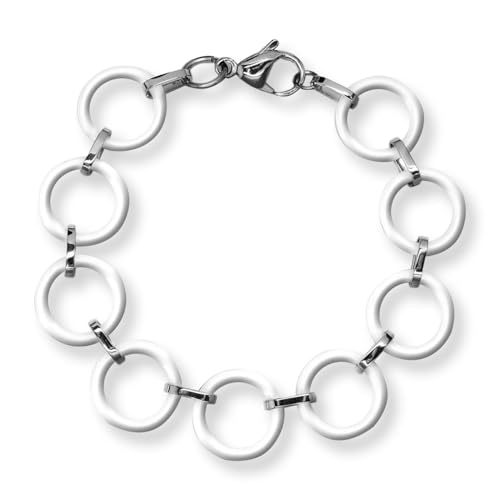 Soul-Cats Elegantes Design Armband für Damen aus weißen Keramik Ringen in Geschenkbox von Soul-Cats