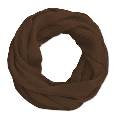 Soul-Cats Extra-leichter Plissee-Loopschal Trendfarben Damen luftiges Halstuch Frühling Sommer, Farbe:braun von Soul-Cats