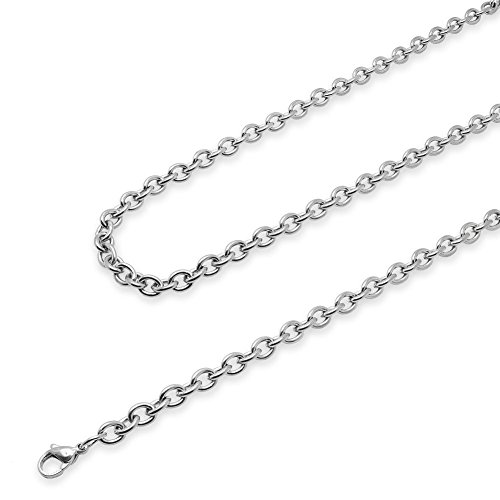 Soul-Cats Gliederkette Edelstahl Halskette Set Königskette, Größe: 5 mm, Auswahl: Kette 55 cm, Farbe: Silber von Soul-Cats