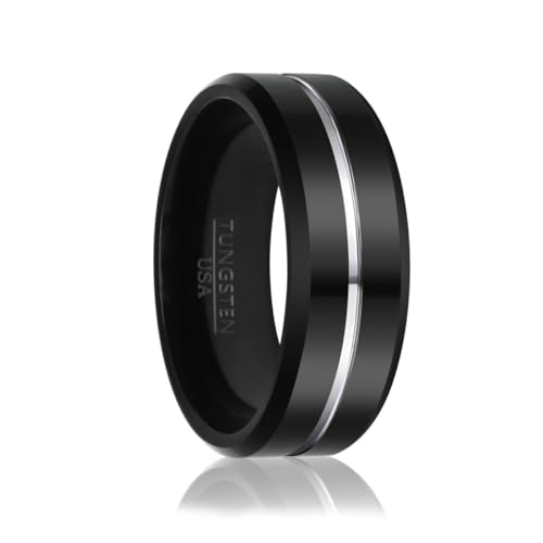Soul-Cats Hochwertiger Ring aus Wolframcarbid für Herren und Damen Bicolor Verlobungsring Freundschaftsring Partnerring einer Geschenkbox, Farbe: schwarz-silber, Ringgröße: 62 von Soul-Cats
