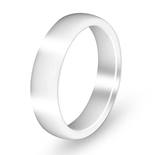Soul-Cats Keramikring klassisch weiß schlicht & glatt Band Ring Partnerring Damen Herren, Ringgröße:51 (16.4) von Soul-Cats