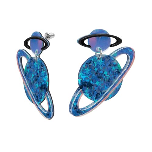 Soul-Cats Kosmische Ohrringe Saturn mit Glitzersternchen blau transparent Partyschmuck Soul-Cats Kosmische Ohrringe Saturn mit Glitzersternchen blau transparent Partyschmuck von Soul-Cats