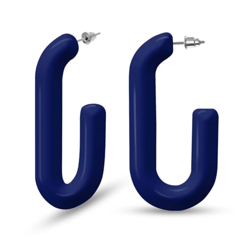 Soul-Cats Must-have: Ovale Kunststoff-Creolen Ohrringe Damen modisch 40 x 20, in der Farbe: dunkelblau von Soul-Cats