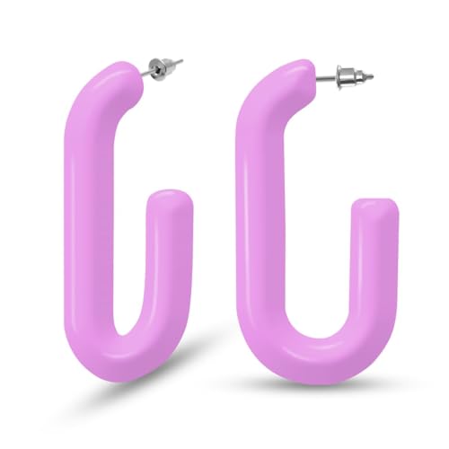 Soul-Cats Must-have: Ovale Kunststoff-Creolen Ohrringe Damen modisch 40 x 20, in der Farbe: flieder von Soul-Cats