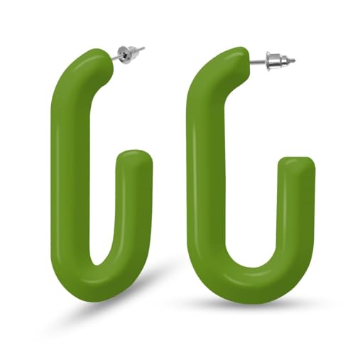 Soul-Cats Must-have: Ovale Kunststoff-Creolen Ohrringe Damen modisch 40 x 20, in der Farbe: grün von Soul-Cats