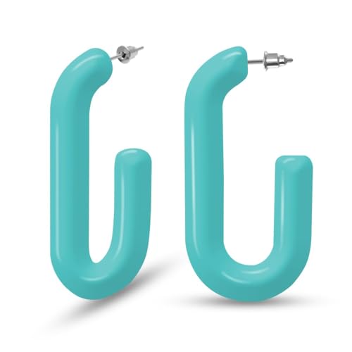 Soul-Cats Must-have: Ovale Kunststoff-Creolen Ohrringe Damen modisch 40 x 20, in der Farbe: hellblau von Soul-Cats