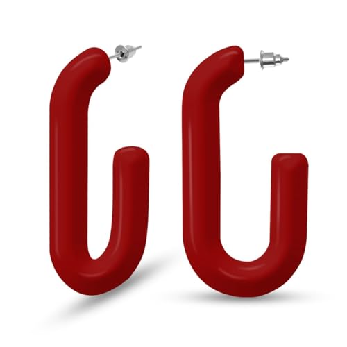 Soul-Cats Must-have: Ovale Kunststoff-Creolen Ohrringe Damen modisch 40 x 20, in der Farbe: rot von Soul-Cats