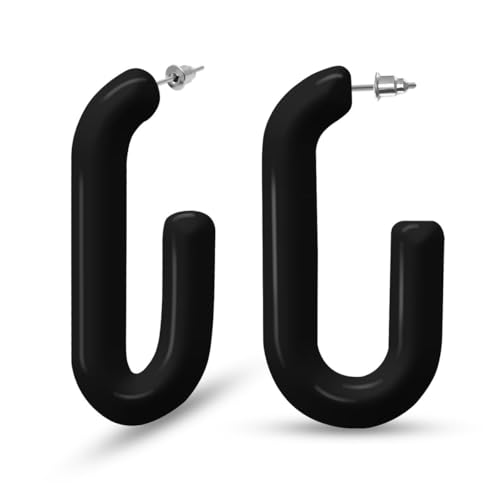 Soul-Cats Must-have: Ovale Kunststoff-Creolen Ohrringe Damen modisch 40 x 20, in der Farbe: schwarz von Soul-Cats