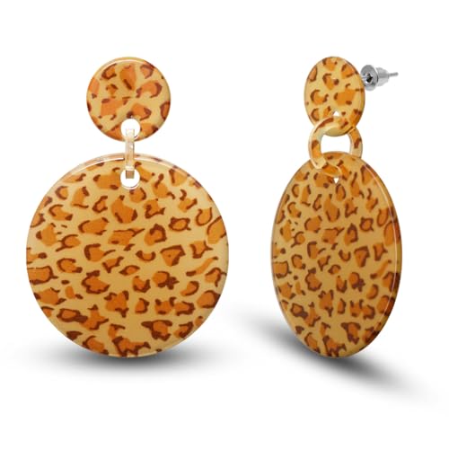 Soul-Cats Ohrhänger Leopard Look große Statement Ohrringe leicht & transparent Animal-Print in Beige-Braun Kunststoff Modeschmuck für Damen von Soul-Cats