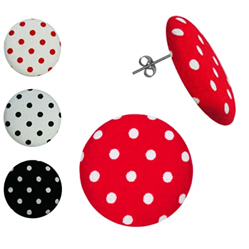 Soul-Cats Ohrstecker Rockabilly Polka Dots Stoff 50er Style einzeln oder im Set rot weiß, Farbe: Set 4 Farben Soul-Cats Ohrstecker Rockabilly Polka Dots Stoff 50er Style einzeln oder im Set rot weiß, Farbe: Set 4 Farben von Soul-Cats