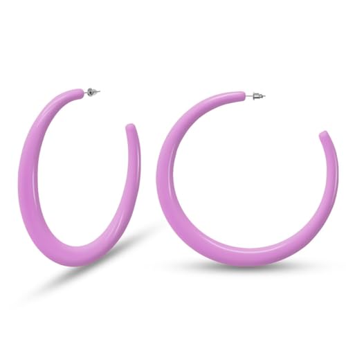 Soul-Cats Oversized Creolen farbig 80mm Kunststoff Sommer-Must-have Statement in der Farbe: flieder von Soul-Cats