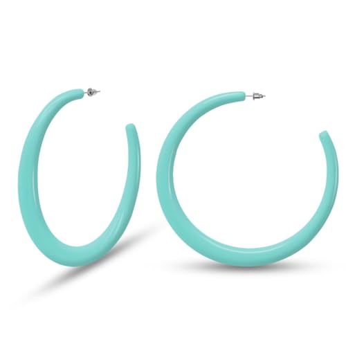 Soul-Cats Oversized Creolen farbig 80mm Kunststoff Sommer-Must-have Statement in der Farbe: hellblau von Soul-Cats