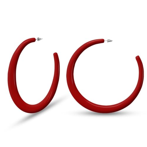 Soul-Cats Oversized Creolen farbig 80mm Kunststoff Sommer-Must-have Statement in der Farbe: rot von Soul-Cats