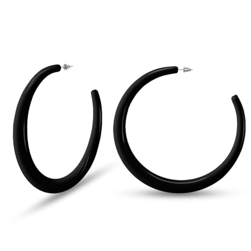 Soul-Cats Oversized Creolen farbig 80mm Kunststoff Sommer-Must-have Statement in der Farbe: schwarz von Soul-Cats