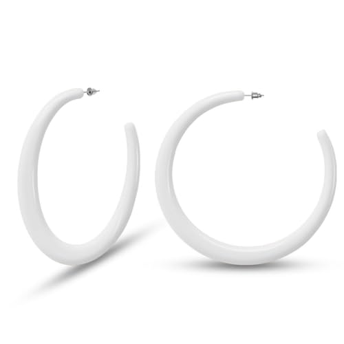 Soul-Cats Oversized Creolen farbig 80mm Kunststoff Sommer-Must-have Statement in der Farbe: weiß von Soul-Cats