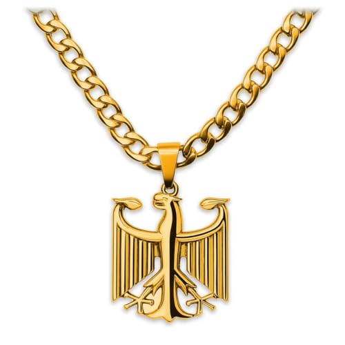 Soul-Cats Panzerkette mit Bundesadler Anhänger aus 316L Edelstahl, handpoliert, goldfarben, Kettenlänge 55 cm, Halskette für Herren in Geschenkverpackung Soul-Cats Panzerkette mit Bundesadler Anhänger aus 316L Edelstahl, handpoliert, goldfarben, Kettenlänge 55 cm, Halskette für Herren in Geschenkverpackung von Soul-Cats