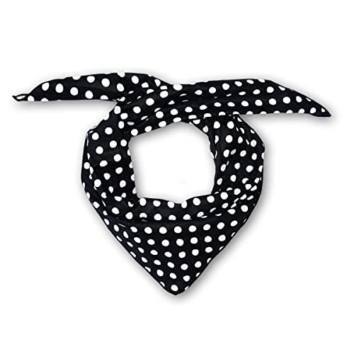 Soul-Cats Polka Dots Damen Halstuch Kopftuch Bandana, Haarband, Multifunktionstuch, schwarz mit weißen Punkten von Soul-Cats