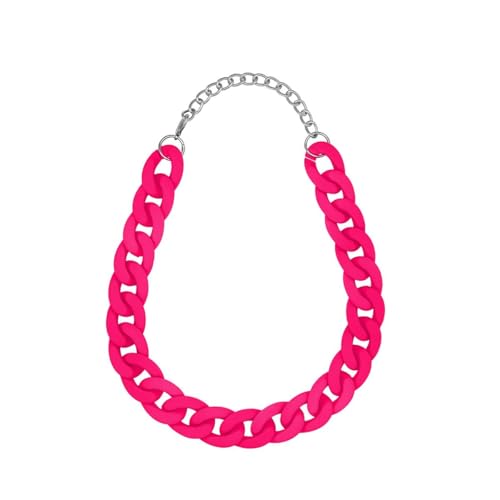 Soul-Cats Statement Kette Halskette bunt riesig oversized Panzerkette Gliederkette Vintage, Farbe:neonpink von Soul-Cats