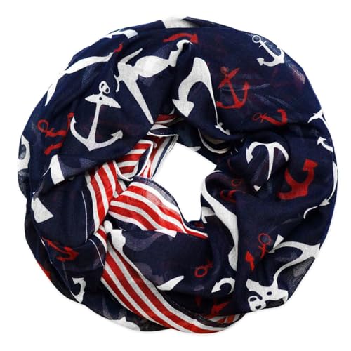 Soul-Cats Stylischer Anker Loopschal Damen Halstuch mit Ankerdesign maritimes Anker Design Matrosenlook von Soul-Cats