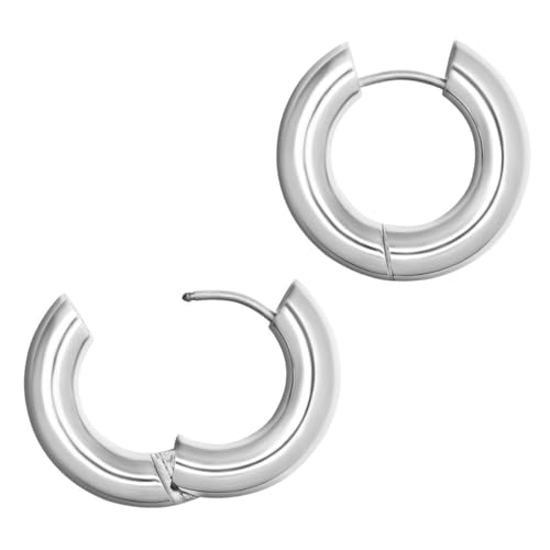 Soul-Cats breite Edelstahl Creolen Ohrringe in der Farbe silber von Soul-Cats