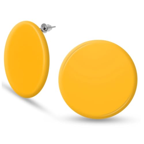 Soul-Cats knallig bunte Scheiben Ohrstecker Ohrringe matt rund 35 mm Partyschmuck, Farbe:gelb von Soul-Cats