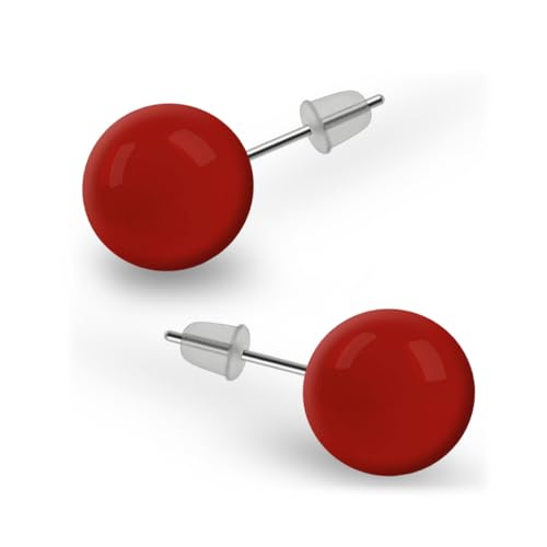 Soul-Cats runde Kugel Ohrstecker Ohrringe in der Farbe rot von Soul-Cats