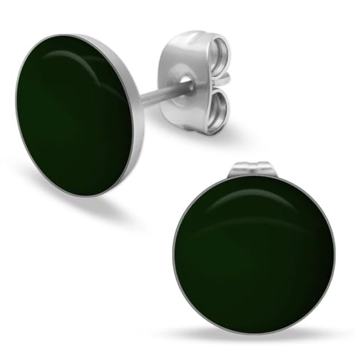 Soul-Cats runde Ohrstecker Ohrringe aus Edelstahl, glänzend für Frauen Mädchen Durchmesser 10mm, Farbe: dunkelgrün Soul-Cats runde Ohrstecker Ohrringe aus Edelstahl, glänzend für Frauen Mädchen Durchmesser 10mm, Farbe: dunkelgrün von Soul-Cats