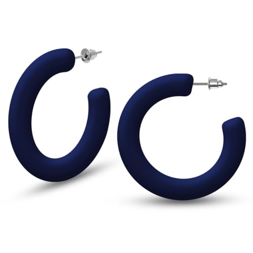 Soul-Cats trendy Kunststoff Creolen Ohrstecker Ohrringe in der Farbe:dunkelblau von Soul-Cats