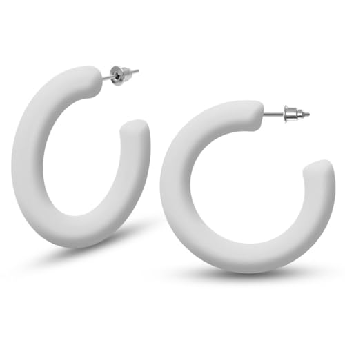 Soul-Cats trendy Kunststoff Creolen Ohrstecker Ohrringe in der Farbe:weiß von Soul-Cats