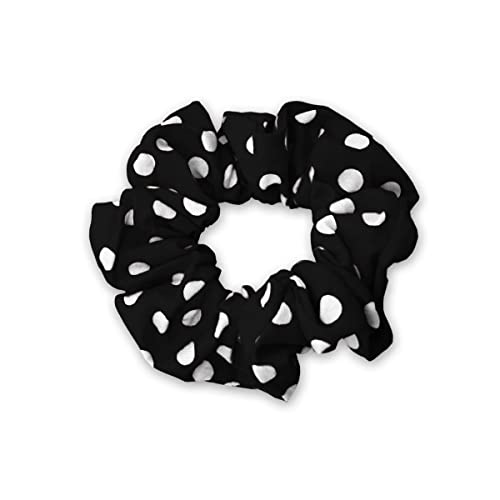 Soul-Cats Polka Dots Damen Haargummi Scrunchie Zopfgummi, schwarz mit weißen Punkten von Soul-Cats