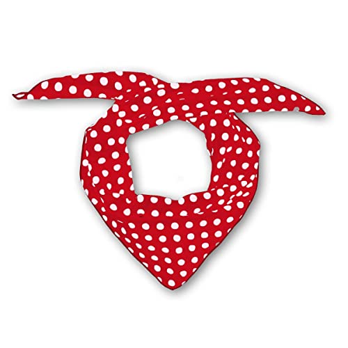 Soul-Cats Polka Dots Damen Halstuch Kopftuch Bandana, Haarband, Multifunktionstuch, rot mit weißen Punkten von Soul-Cats