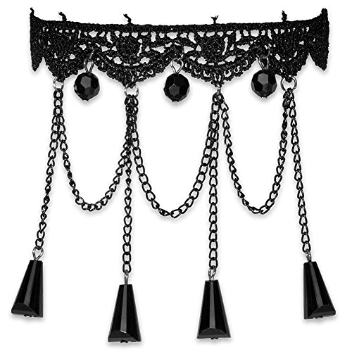SoulCats Choker Halsband Damen Gothic Kropfband Spitze Samt Halskette Victorian Burlesque (Modell 8) von Soul-Cats