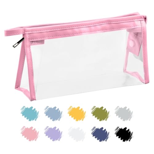 Babyrosa Mehrzweck Aufbewahrungstasche. Durchsichtiges Federmäppchen für Schüler Studenten Kindergärtner. Transparente Kosmetiktasche für Kinder, Pencil Case Pink x1 von Soul Projekt