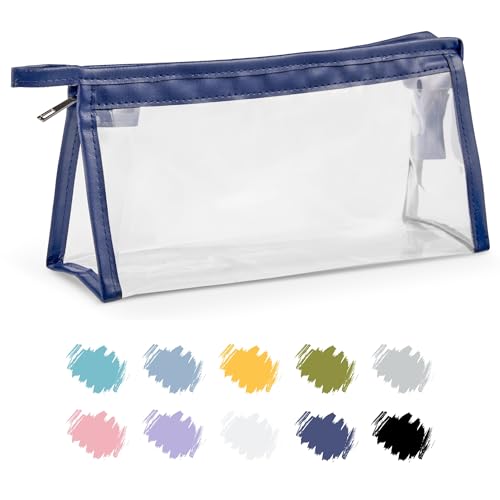 Soul Projekt Marineblau Federmäppchen Durchsichtige, Aesthetic Mäppchen PVC Frauen, Kosmetiktasche, Pencil Case, Federmappe für Kinder, Damen, Pinseltasche Schule Uni, Toilettenartikel Kosmetiktaschen von Soul Projekt