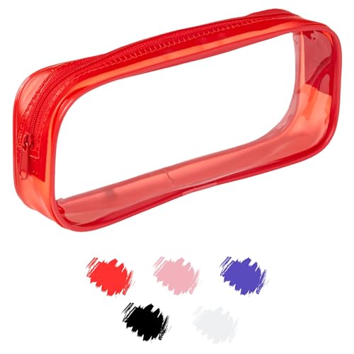 Soul Projekt Rot Klare Federmäppchen Durchsichtige, Stocking Stuffers, Mäppchen PVC Rund für Frauen Studenten, Federtasche Pinseltasche Schule, Toilettenartikel Kosmetiktaschen, Uni und Büro von Soul Projekt