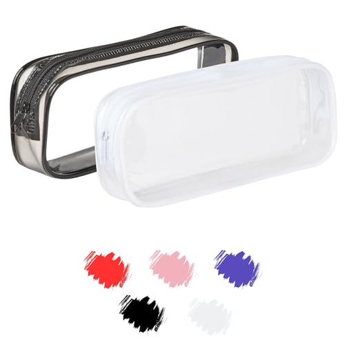 Schwarz Weiß 2Pcs Mehrzweck Aufbewahrungstasche. Durchsichtiges Federmäppchen für Schüler Studenten Kindergärtner. Transparente Kosmetiktasche für Kinder, Pencil Cases Black/White x 2 von Soul Projekt