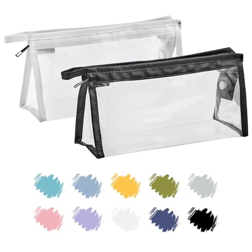 Schwarz Weiß 2Pcs Mehrzweck Aufbewahrungstasche. Durchsichtiges Federmäppchen für Schüler Studenten Kindergärtner. Transparente Kosmetiktasche für Kinder, Pencil Cases Black White x 2 von Soul Projekt