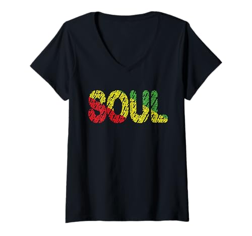 Damen Soul Visible Typographisches Logo Grafik Musikliebhaber T-Shirt mit V-Ausschnitt Damen Soul Visible Typographisches Logo Grafik Musikliebhaber T-Shirt mit V-Ausschnitt von Soul Visible Apparel