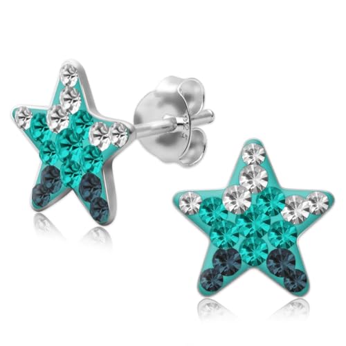 Soul-Cats 1 Paar Stern Ohrstecker aus 925 Sterling Silber in der Farbe türkis von Soul-Cats