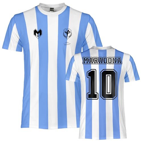Diego Armando Maradona Fußball-Trikot, offizielles Replikat, Argentinien Fußball-Trikot für Jungen und Erwachsene., Blau und Weiß, 8 Jahre von Soul up