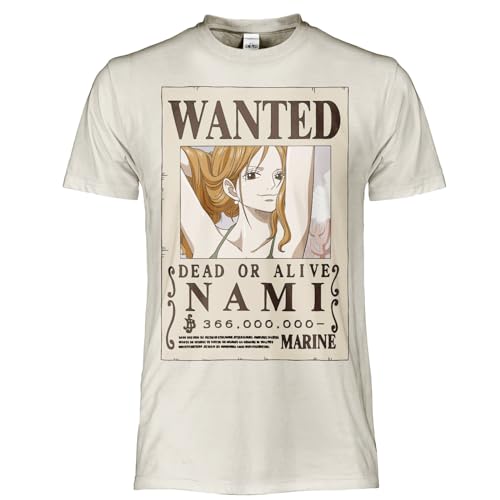 One Piece T-Shirt Nami Wanted Poster, offizielles Unisex-T-Shirt, regulär, aus Baumwolle, für Erwachsene, Jungen, beige, XL One Piece T-Shirt Nami Wanted Poster, offizielles Unisex-T-Shirt, regulär, aus Baumwolle, für Erwachsene, Jungen, beige, XL von Soul up