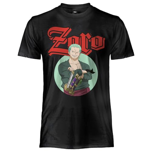 One Piece T-Shirt Zoro, offizielles Unisex-T-Shirt aus Baumwolle, für Erwachsene und Jungen, Schwarz , Medium One Piece T-Shirt Zoro, offizielles Unisex-T-Shirt aus Baumwolle, für Erwachsene und Jungen, Schwarz , Medium von Soul up
