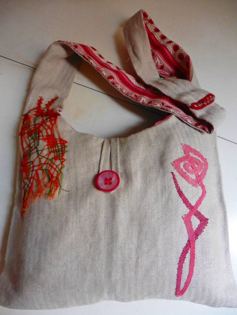 Tasche, Fröhlich, Baumwolle, Klöppelspitze, Handgefertigt, Originelles Accessoire, Sehr Praktisch, Bequem von SoulAndMade