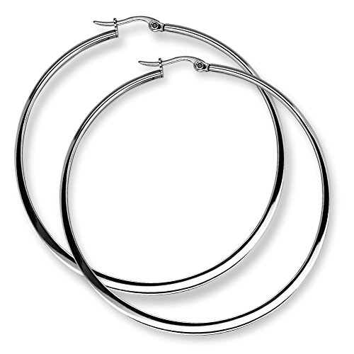 Soul-Cats 1 Paar schicke Creolen Ohrstecker Edelstahl versch.Größen silbern, Größe: 60 mm von Soul-Cats