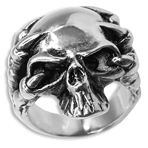 SoulCats 1 Edelstahl Ring Totenkopf Skull Biker Schädel Herren Gothik Skelett Death massiv, Größe: 18 mm von SoulCats