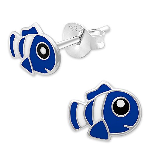 Soul-Cats Kinder Ohrstecker 925 Echt silber Tiermotive Ohrringe Fisch silber blau von SoulCats