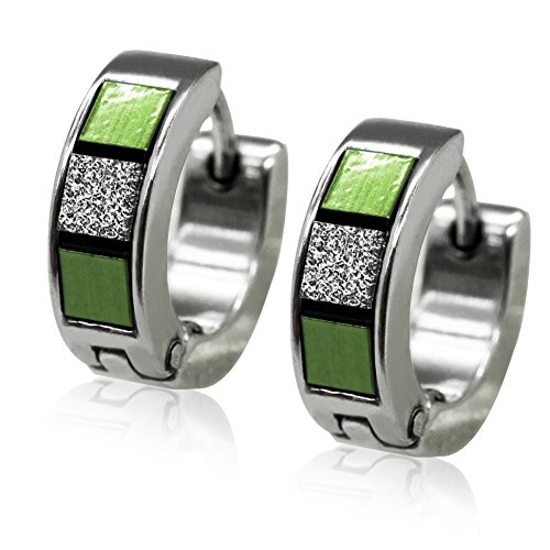 Soul-Cats 1 Paar Creolen Ohrringe Hoops Edelstahl, Farbe: hellgrün von Soul-Cats